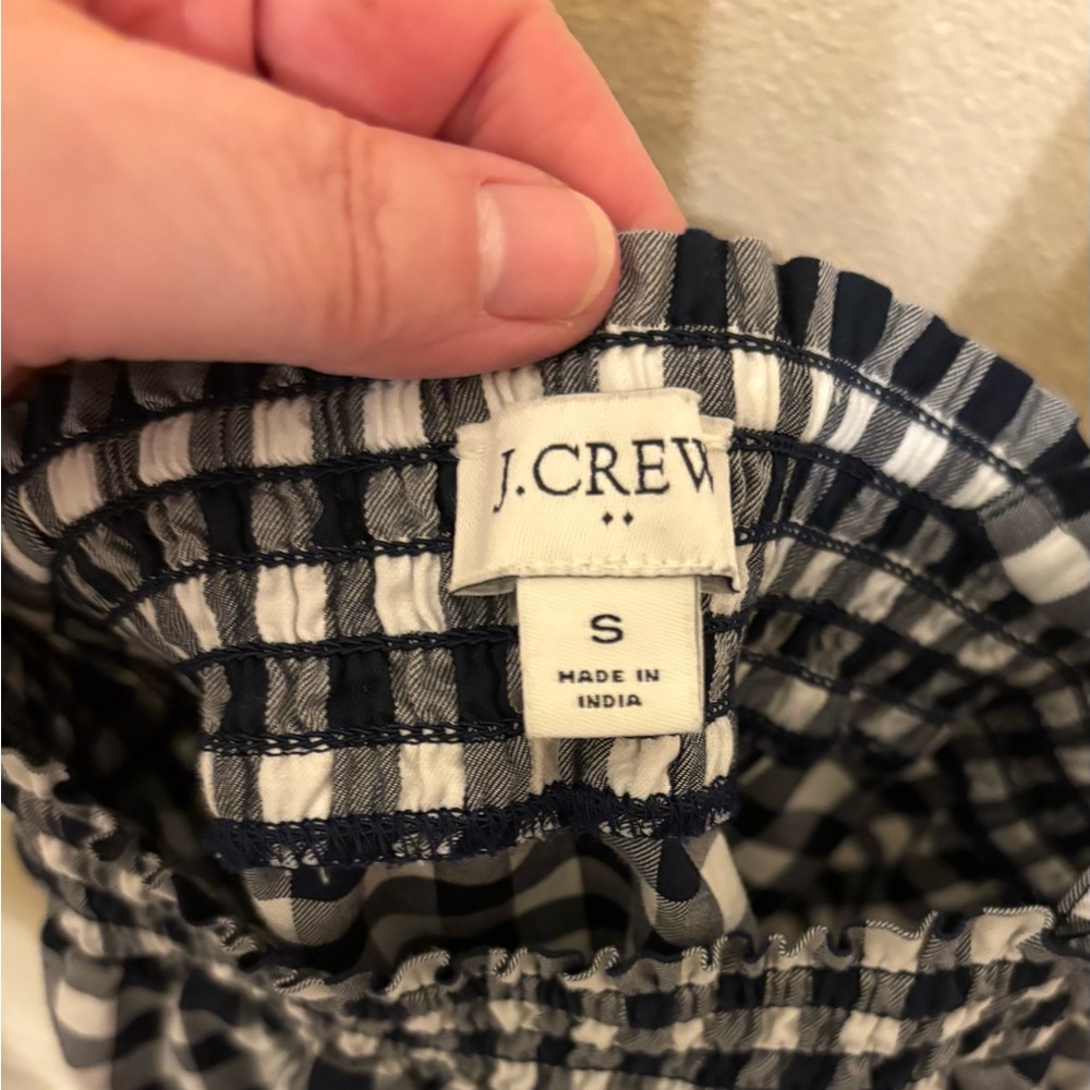 J. Crew Navy and White Gingham Sleeveless Top - Picture 3 of 4